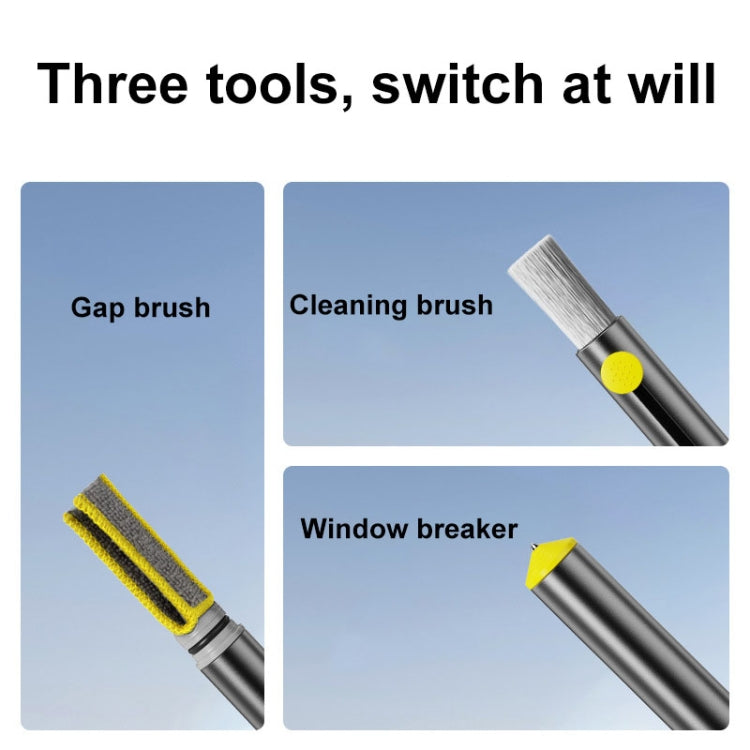 3-In-1 Car Air Outlet Double-Head Cleaning Brush Multi-Functional Detail Brush With Hammer, 3-In-1 (Grey)