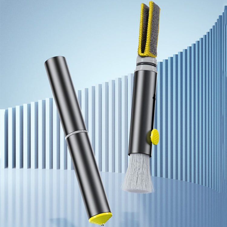 3-In-1 Car Air Outlet Double-Head Cleaning Brush Multi-Functional Detail Brush With Hammer, 3-In-1 (Grey)