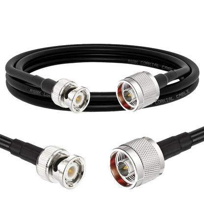 N Male To BNC Male RG8X RF Coaxial Cable, 0.5m, 1m, 2m, 3m, 5m, 8m, 10m