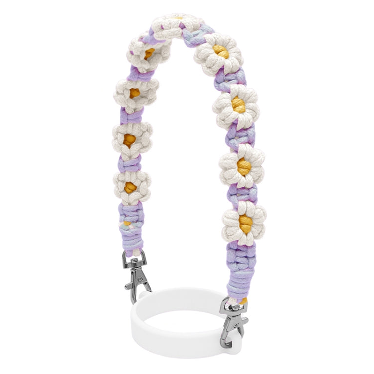 For 16-40oz Stanley Mug Lanyard Silicone Loop Boho Daisy Cute Flower Hand-Woven Mug Cover