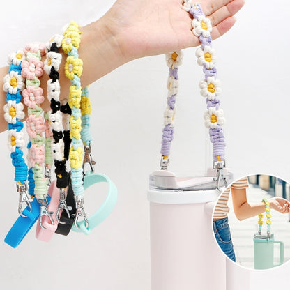 For 16-40oz Stanley Mug Lanyard Silicone Loop Boho Daisy Cute Flower Hand-Woven Mug Cover