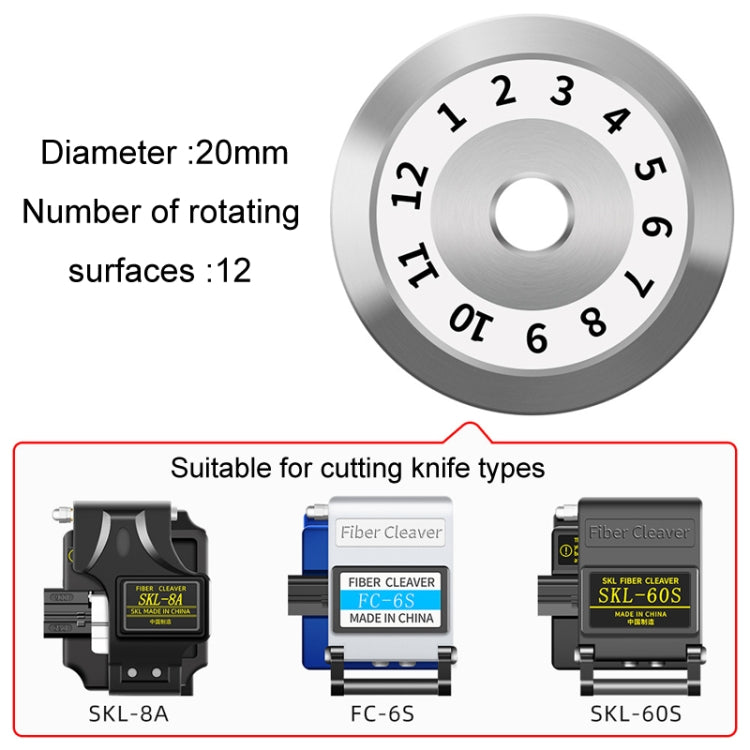 Fiber Optic Cutting Knife Replacement Tungsten Steel Blade, 20mm 12 Rotating Surface, 20mm 16 Rotating Surface, 20mm 24 Rotating Surface, 22mm 16 Rotating Surface, 22mm 24 Rotating Surface, 22mm 16 Rotating Surface With Hole