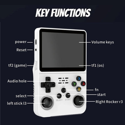 R36S Retro Handheld Game Console Linux System 3.5-Inch Screen Double TF Card Version, 64G Purple Transparent, 64G Gray Transparent, 64G White, 128G Purple Transparent, 128G Gray Transparent, 128G White