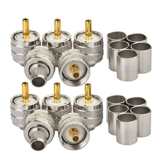 10pcs /Pack UHF Male Crimp Adapter RF Copper Shaft Connector
