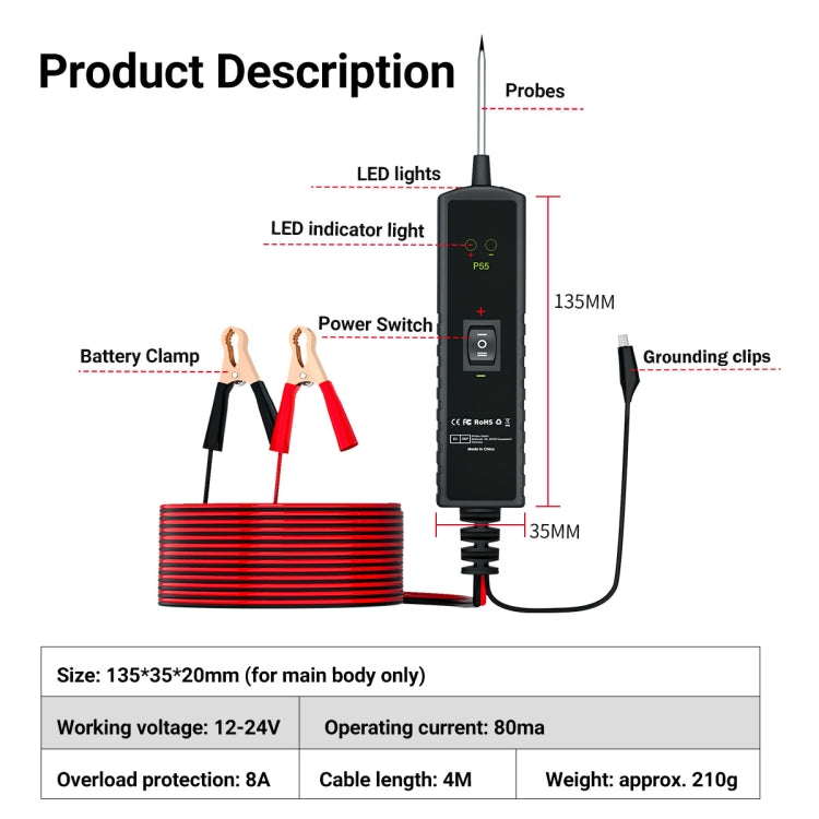 Automotive Electrical Circuit Tester System Short Circuit Tracking Positioning Diagnostic Instrument, P55