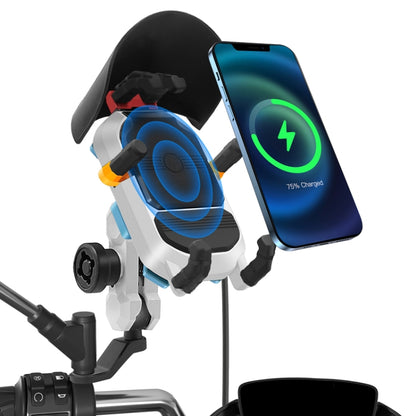 15W Wireless Fast Charging Colorful Motorcycle Shock Absorption Phone Holder, 15W Mirror Mount