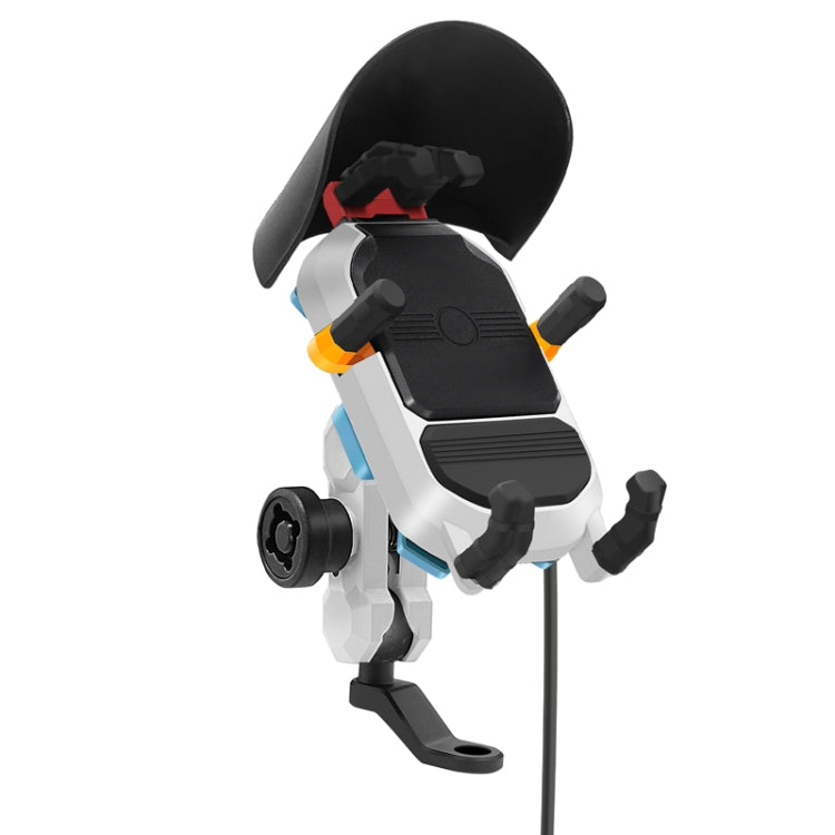 15W Wireless Fast Charging Colorful Motorcycle Shock Absorption Phone Holder, 15W Mirror Mount