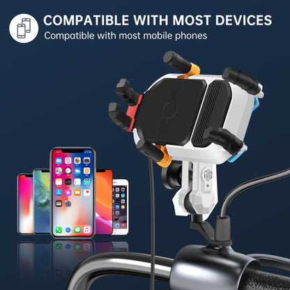 15W Wireless Fast Charging Colorful Motorcycle Shock Absorption Phone Holder, 15W Mirror Mount