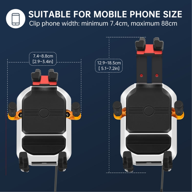 15W Wireless Fast Charging Colorful Motorcycle Shock Absorption Phone Holder, 15W Mirror Mount