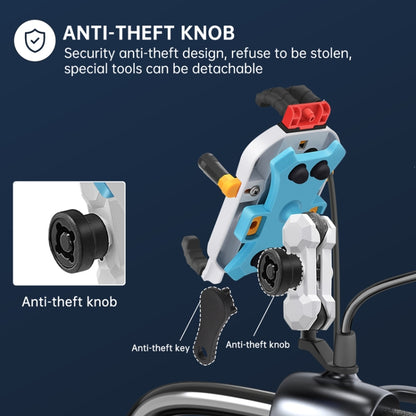 15W Wireless Fast Charging Colorful Motorcycle Shock Absorption Phone Holder, 15W Mirror Mount