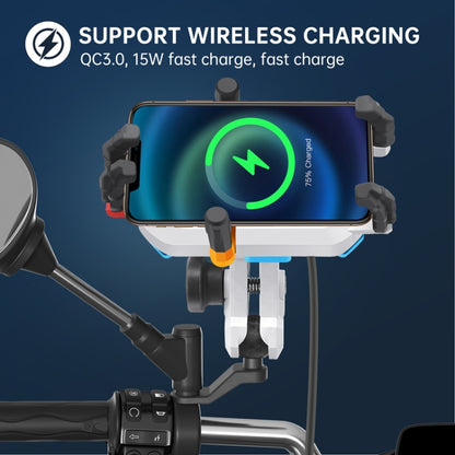 15W Wireless Fast Charging Colorful Motorcycle Shock Absorption Phone Holder, 15W Mirror Mount