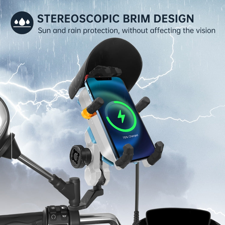 15W Wireless Fast Charging Colorful Motorcycle Shock Absorption Phone Holder, 15W Mirror Mount