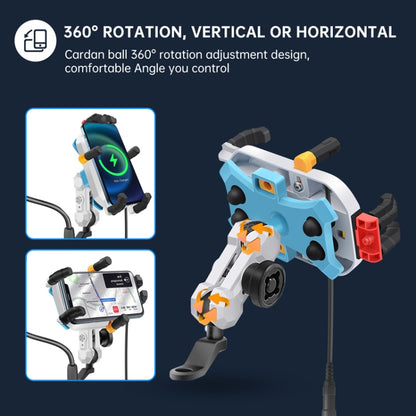 15W Wireless Fast Charging Colorful Motorcycle Shock Absorption Phone Holder, 15W Mirror Mount