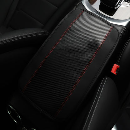 32x19cm PU Carbon Fiber Leather Central Armrest Box Cover Anti-slip Pad, Black, Red, Pink, Blue
