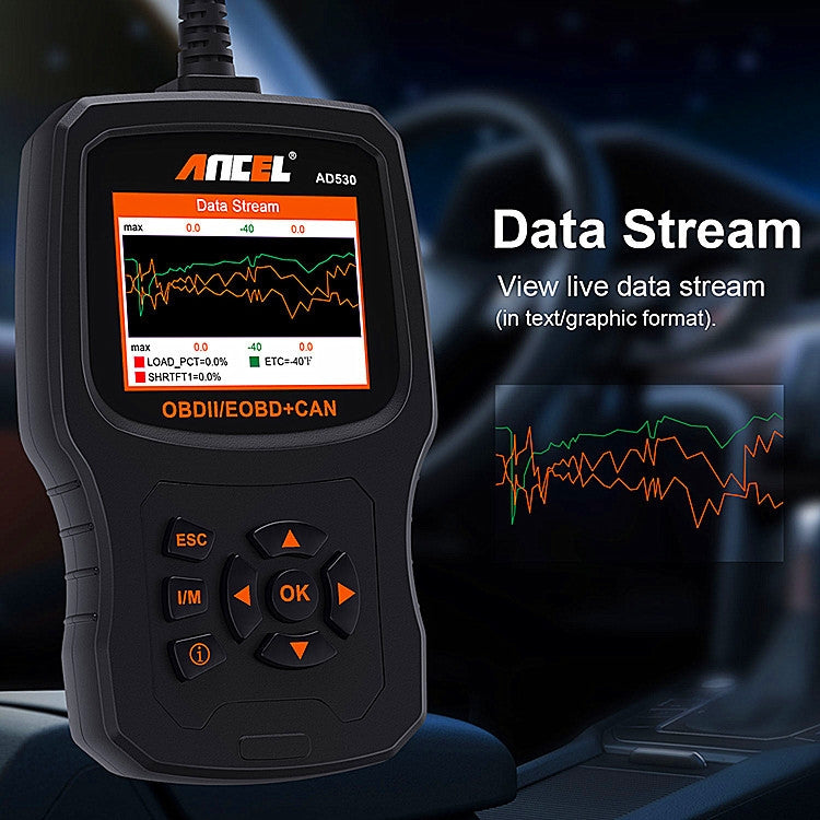 ANCEL AD530 2.8-Inch Screen OBD2 Car Engine Tester Car Battery Test Tool, AD530