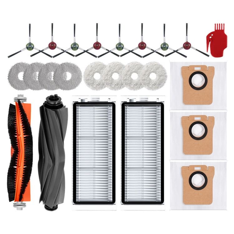 For Dreame L20 Ultra / X20 Pro / X20 Pro Plus Robot Vacuum Accessories, 1pair White Side Brush, 1pair Black Side Brush, 1 Roller Brush, 1 Rubber Brush, 2pcs Filter, 1 White Rag, 1 Gray Rag, 1 Gray -blue Rag, 1 Dust Bag, 1 White Rubber Brush Cover      ...