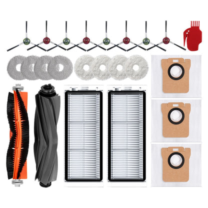 For Dreame L20 Ultra / X20 Pro / X20 Pro Plus Robot Vacuum Accessories, 1pair White Side Brush, 1pair Black Side Brush, 1 Roller Brush, 1 Rubber Brush, 2pcs Filter, 1 White Rag, 1 Gray Rag, 1 Gray -blue Rag, 1 Dust Bag, 1 White Rubber Brush Cover      ...