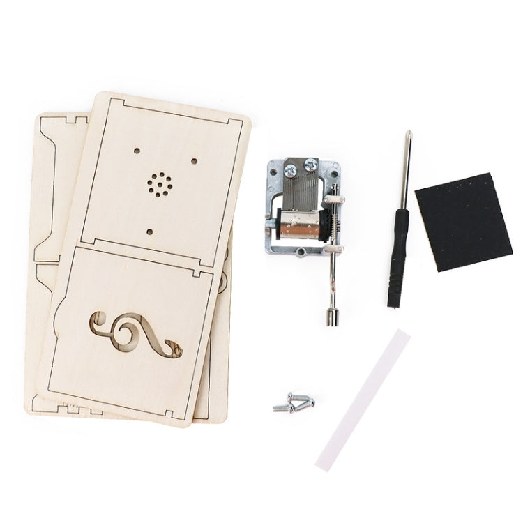 Wooden Hand-cranked Music Box DIY Children Invention Eight-tone Box Technology Teaching Aids, Hand-cranked Music Box