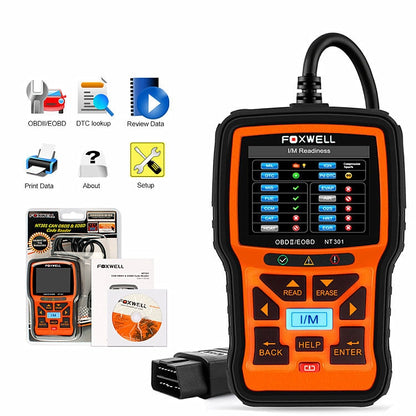 FOXWELL NT301 OBD2 Car Fault Diagnostic Instrument Live Data Code Reader Tool, FOXWELL NT301
