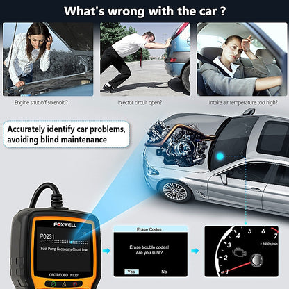 FOXWELL NT301 OBD2 Car Fault Diagnostic Instrument Live Data Code Reader Tool, FOXWELL NT301