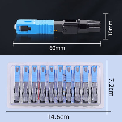 10pcs SC-UPC Telecom Grade FTTH Connector Pre-Embedded Cold Splice Coupler, 60mm