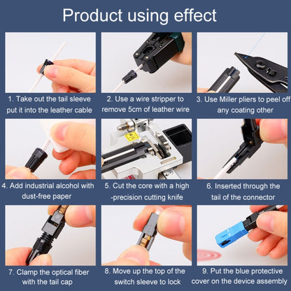 10pcs SC-UPC Telecom Grade FTTH Connector Pre-Embedded Cold Splice Coupler, 60mm