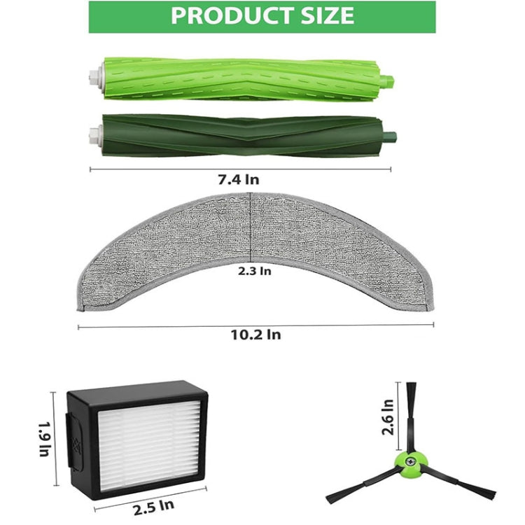 For iRobot Roomba Combo J7+ Robot Vacuum And Mop Accessories, 1set Main Brush, Filter, 2pcs Side Brush, 1 Rag, Kit