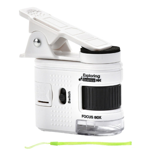 80X Children Mini Portable Microscope Student Antique Jewelry Identification Science Experiment Teaching Toy, With Phone Clip, No Phone Clip