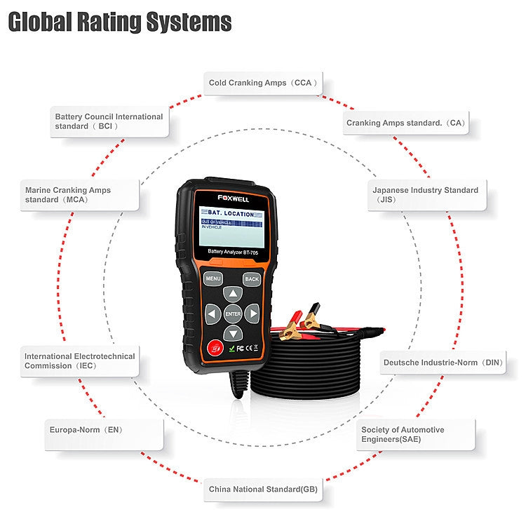 FOXWELL BT705 12V 24V Car Battery Test Analyzer Cranking and Charging System Test