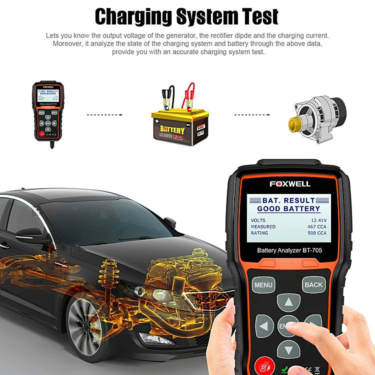 FOXWELL BT705 12V 24V Car Battery Test Analyzer Cranking and Charging System Test