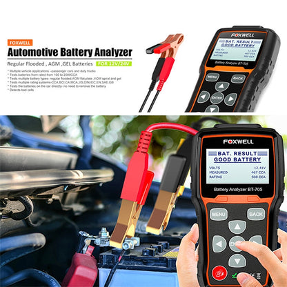 FOXWELL BT705 12V 24V Car Battery Test Analyzer Cranking and Charging System Test