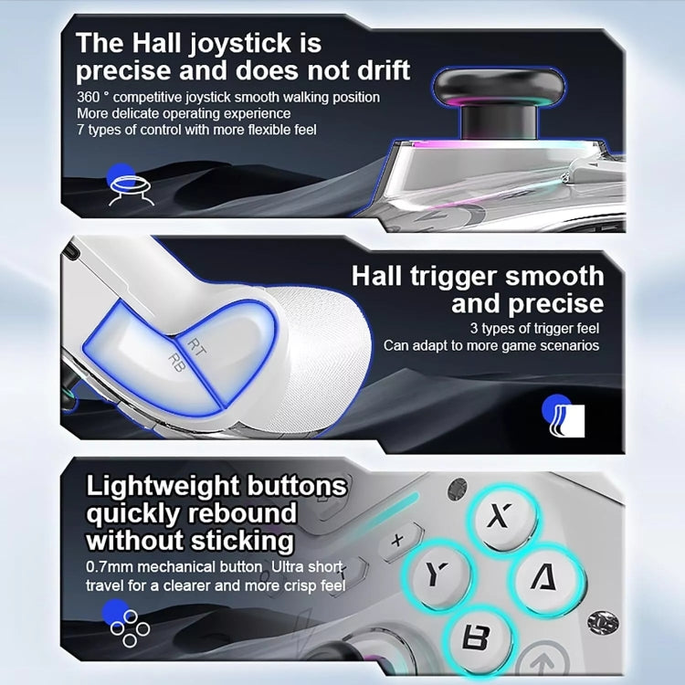 CM-619  Bluetooth Game Controller Programmable with RGB Lights for Switch / Steam Deck / PC / IOS / Android, 619 Black, 619 White