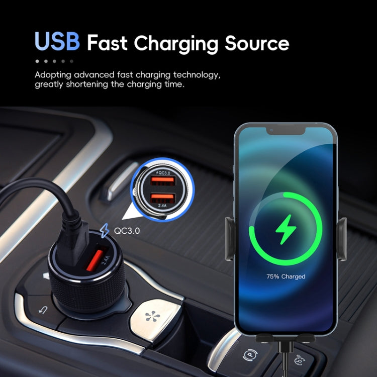Fast Charging Retractable Recharging Cell Phone Holder With Wireless CarPlay Android Auto Function