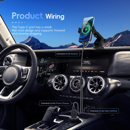 Fast Charging Retractable Recharging Cell Phone Holder With Wireless CarPlay Android Auto Function