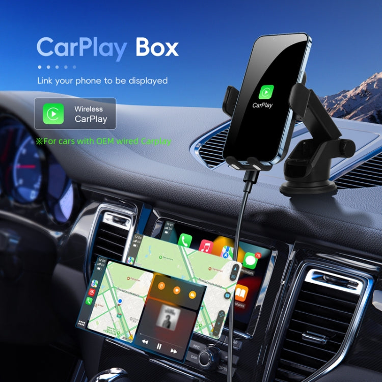 Fast Charging Retractable Recharging Cell Phone Holder With Wireless CarPlay Android Auto Function