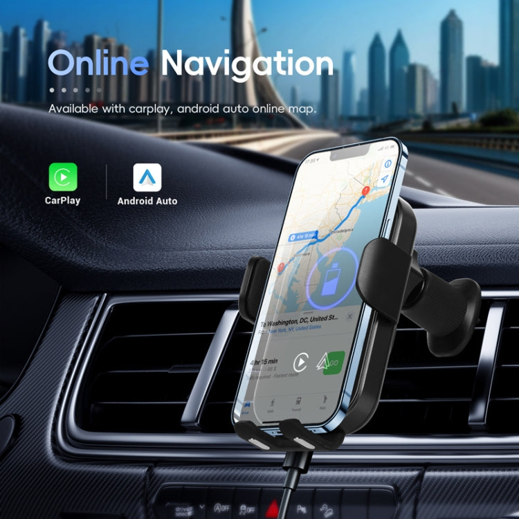 Fast Charging Retractable Recharging Cell Phone Holder With Wireless CarPlay Android Auto Function