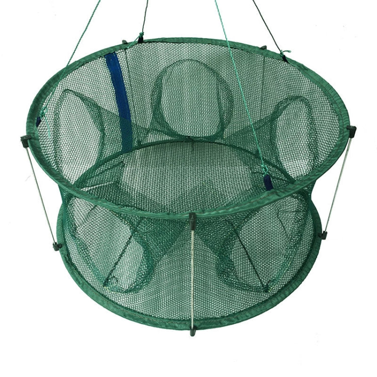 Automatic Folding Fish Net With Support Rod Fishing Cage Lobster Net Fishing Gear, 4 Holes Green, 5 Holes Green
