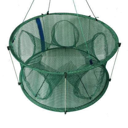 Automatic Folding Fish Net With Support Rod Fishing Cage Lobster Net Fishing Gear, 4 Holes Green, 5 Holes Green