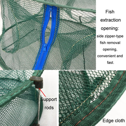 Automatic Folding Fish Net With Support Rod Fishing Cage Lobster Net Fishing Gear, 4 Holes Green, 5 Holes Green