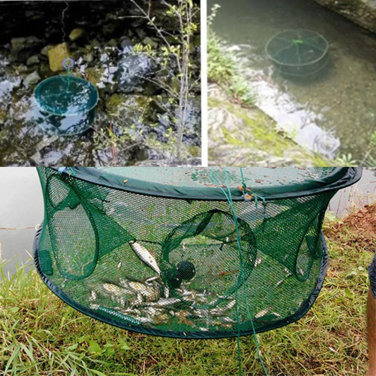 Automatic Folding Fish Net With Support Rod Fishing Cage Lobster Net Fishing Gear, 4 Holes Green, 5 Holes Green