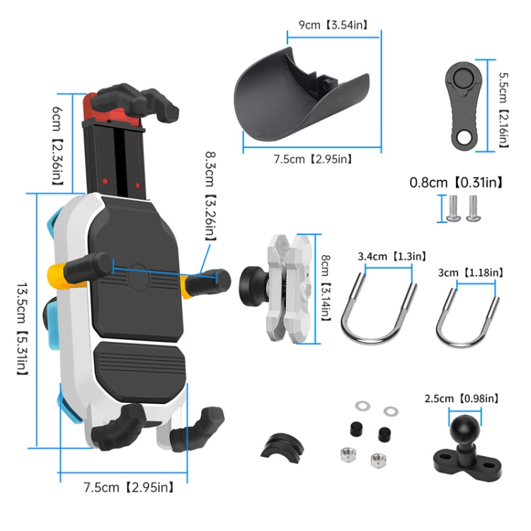 Colorful Motorcycle Shock-absorbing Navigation Mobile Phone Holder, Handlebar Model