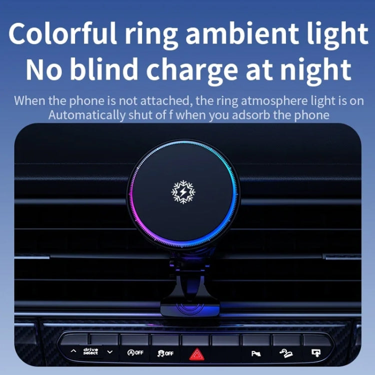 15W Car Wireless Charger Semiconductor Heat Dissipation Mobile Phone Holder RGB Light, X82