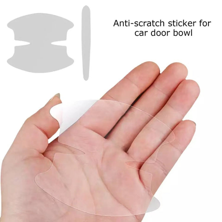 Car Door Handle Anti-scratch Protection Transparent Stickers Anti-collision Strips, 4pcs Handle Bowl, 4pcs Handle, 8pcs /Set