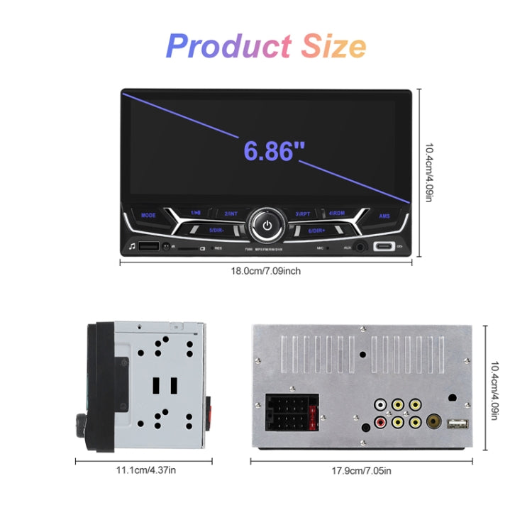 6.86inch Dual Butt Button Knob Player MP5 With Backup Camera Function / Bluetooth / CarPlay