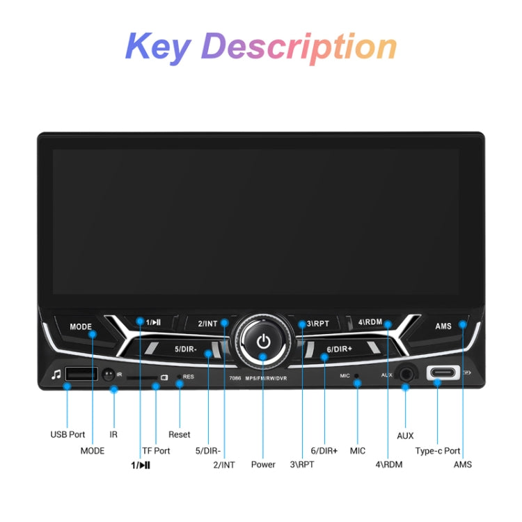 6.86inch Dual Butt Button Knob Player MP5 With Backup Camera Function / Bluetooth / CarPlay