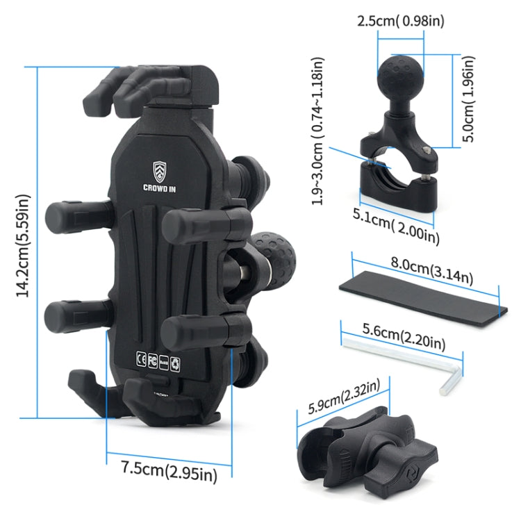 Outdoor Motorcycle Aluminum Alloy Shock-absorbing Mobile Phone Holder, CS-1990A1