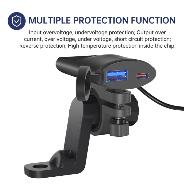 Motorcycle PD+USB Fast Charging Mobile Phone Charger Rearview Mirror Extension Bracket