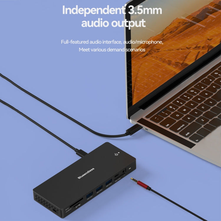 Blueendless 12-In-1 HD Multifunctional Docking Station 10Gbps Splitter With Switch, Dual 8K HDMI+DP, 8K+4K HDMI x 2