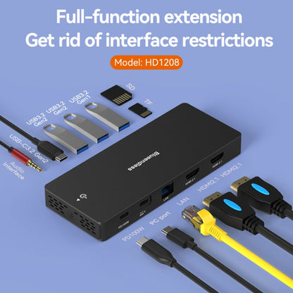 Blueendless 12-In-1 HD Multifunctional Docking Station 10Gbps Splitter With Switch, Dual 8K HDMI+DP, 8K+4K HDMI x 2
