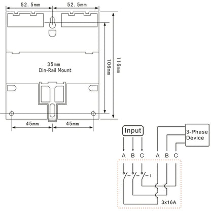 SINOTIMER TM613 380V 16A Three-Phase Programmable Time Switch With Backlight, TM613